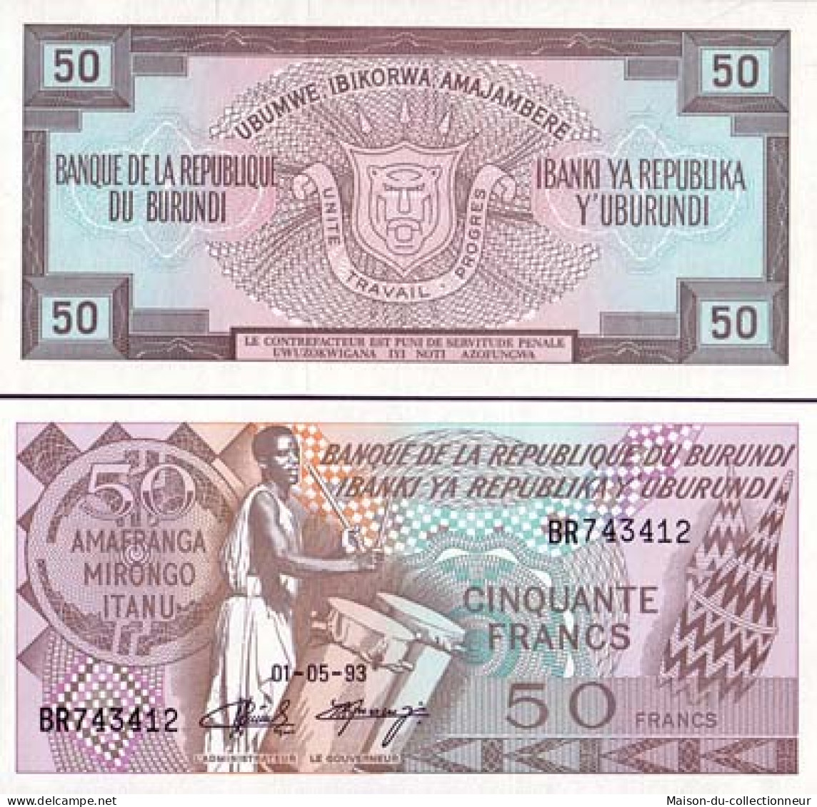 Billet De Banque Collection Burundi - PK N° 28C - 50 Francs - Burundi