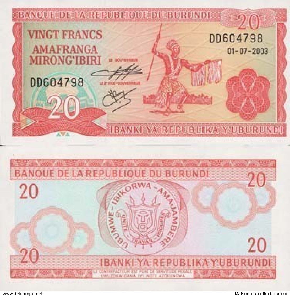 Billets Collection Burundi Pk N° 27 - 20 Francs - Burundi