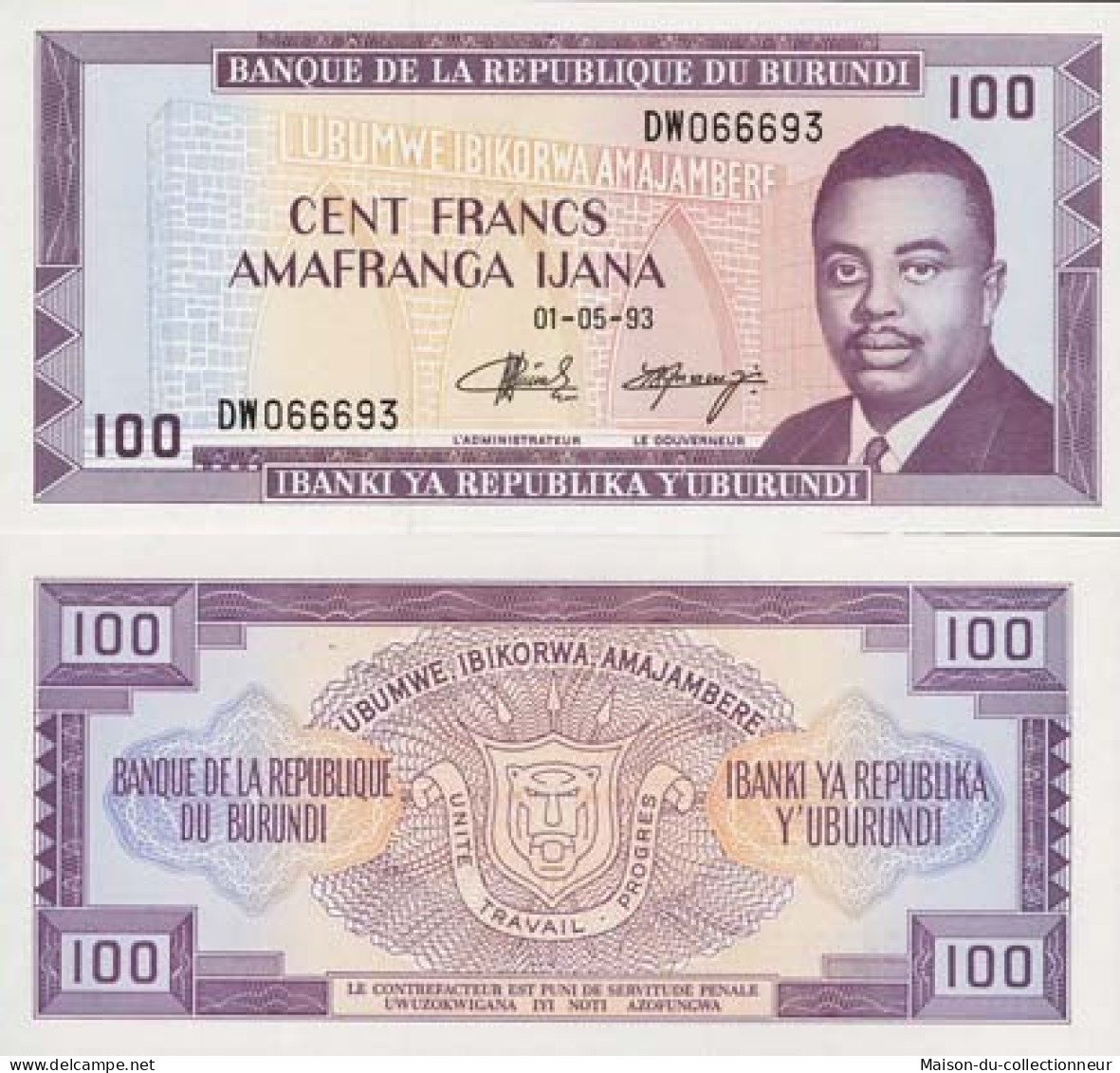 Billet De Collection Burundi Pk N° 29 - 100 Francs - Burundi