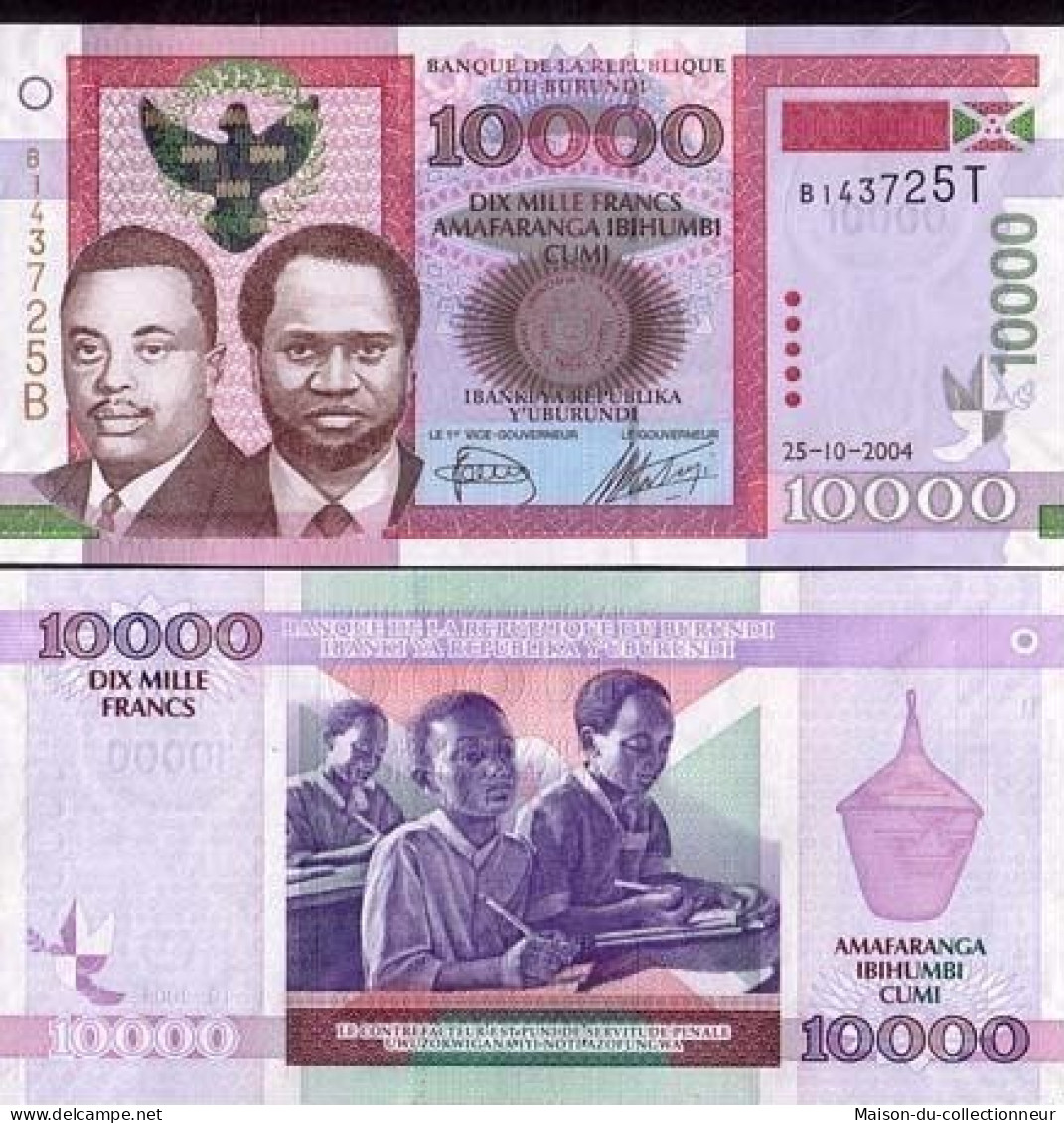 Billet De Collection Burundi Pk N° 43 - 10000 Francs - Burundi