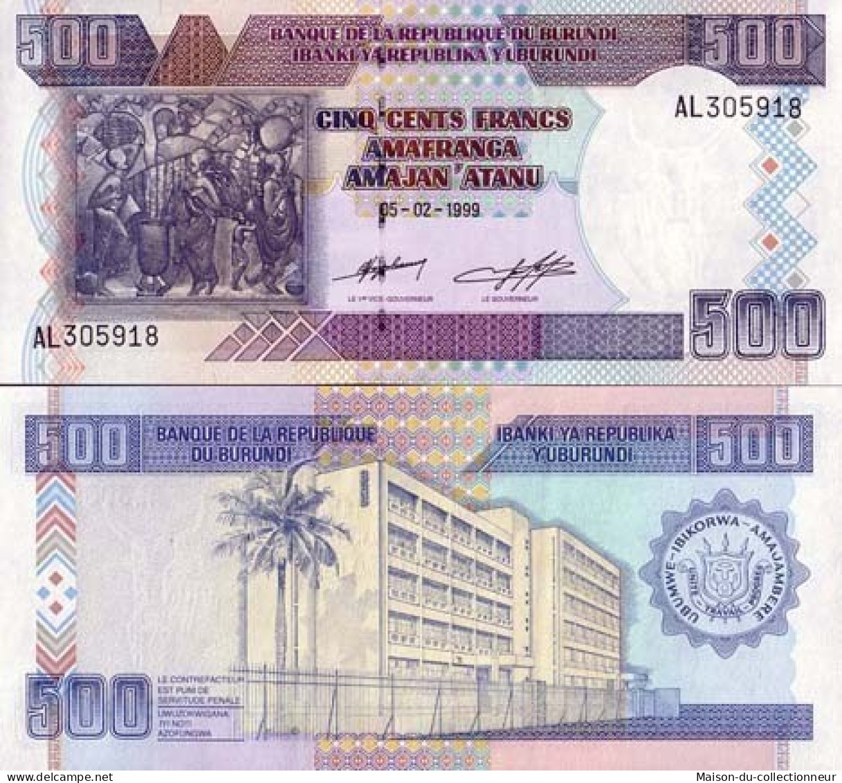 Billet De Collection Burundi Pk N° 38 - 500 Francs - Burundi