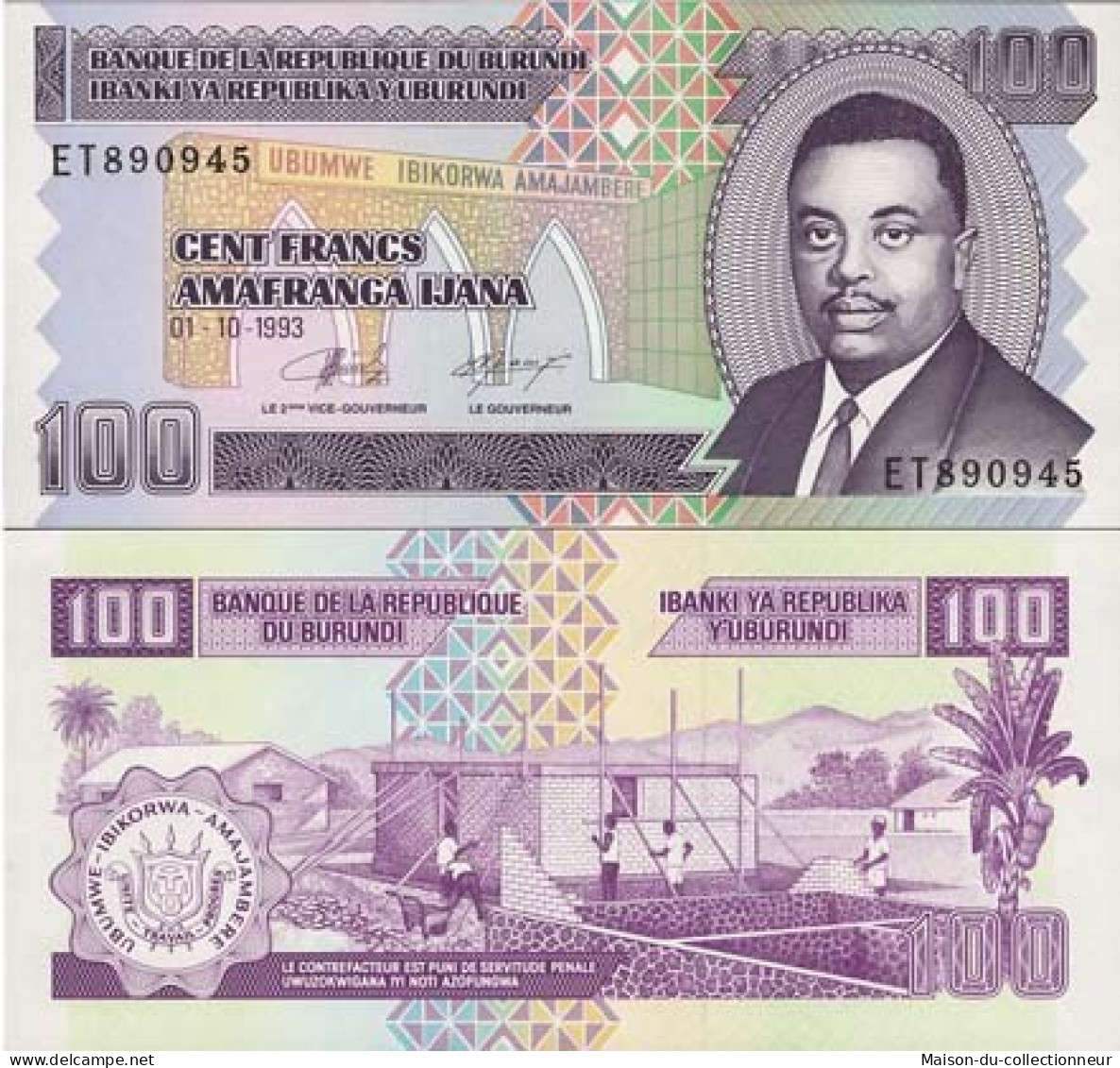 Billets Banque Burundi Pk N° 37 - 100 Francs - Burundi