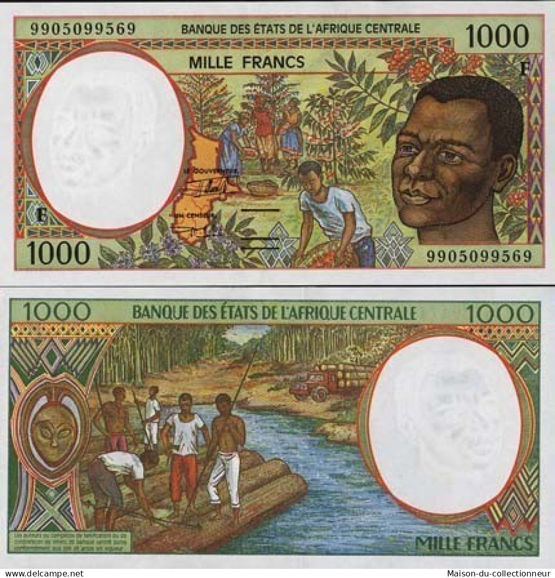 Billet De Collection Afrique Centrale Centrafrique Pk N° 302 - 1000 Francs - Centraal-Afrikaanse Republiek