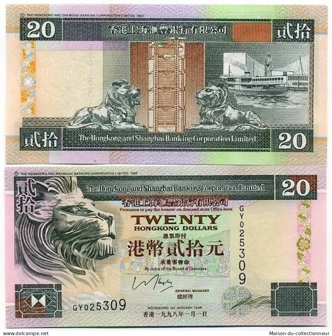 Billet De Collection Hong Kong Pk N° 201 - 20 Dollars - Hongkong