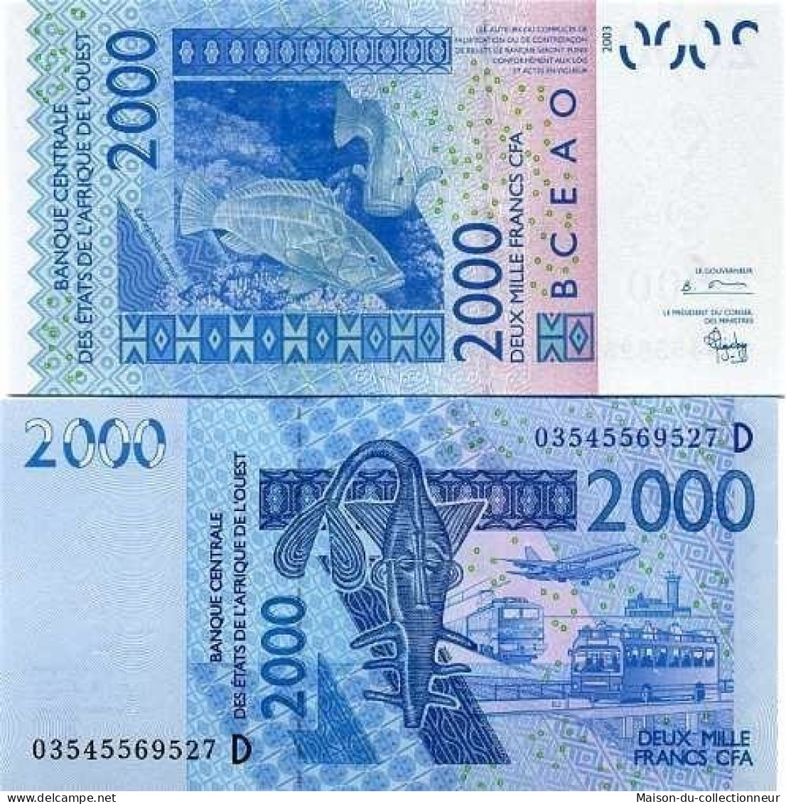 Billets Collection Afrique De L'ouest Mali Pk N° 416 - 2000 Francs - Malí