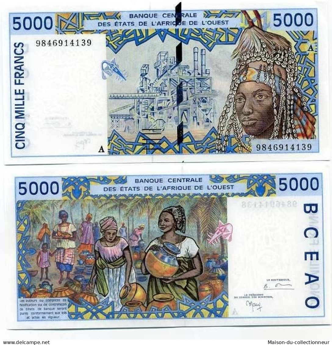 Billet De Collection Afrique De L'ouest Cote D'ivoire Pk N° 113 - 5000 Francs - Costa De Marfil