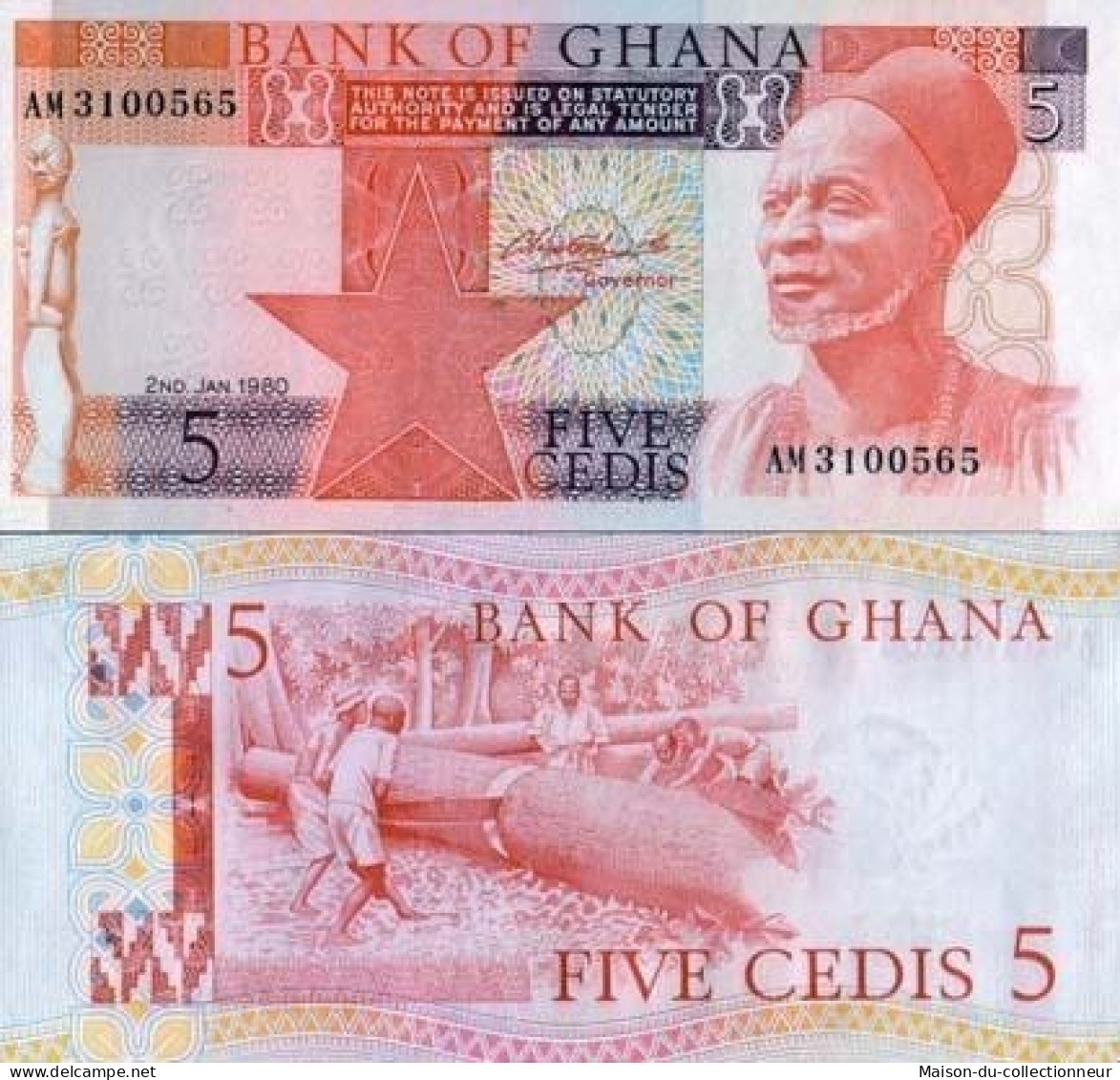 Billets Banque Ghana Pk N° 19 - 5 Cedis - Ghana