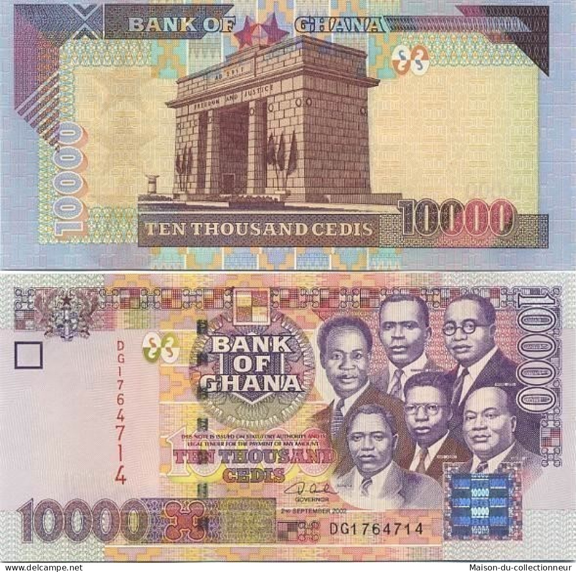 Billets Banque Ghana Pk N° 35 - 10000 Cedis - Ghana