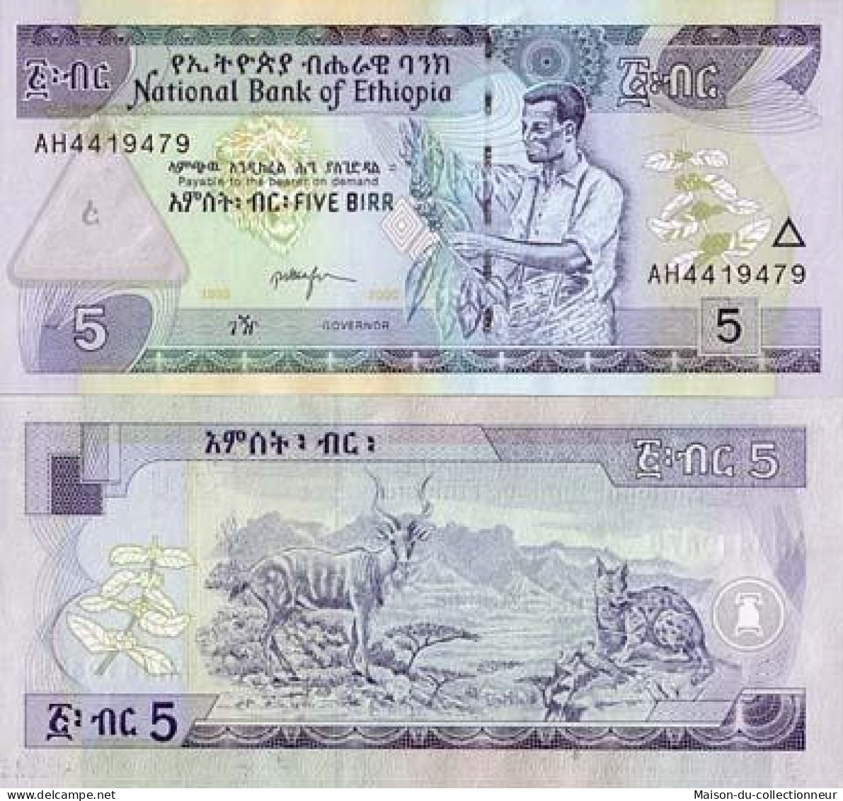 Billet De Banque Ethiopie Pk N° 47 - 5 Birr - Ethiopië
