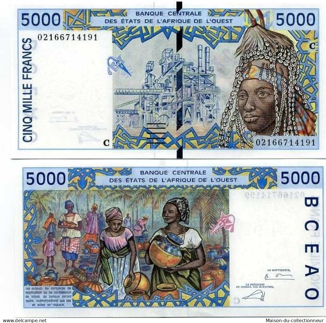 Billet De Collection Afrique De L'ouest B Faso Pk N° 313 - 5000 Francs - Burkina Faso