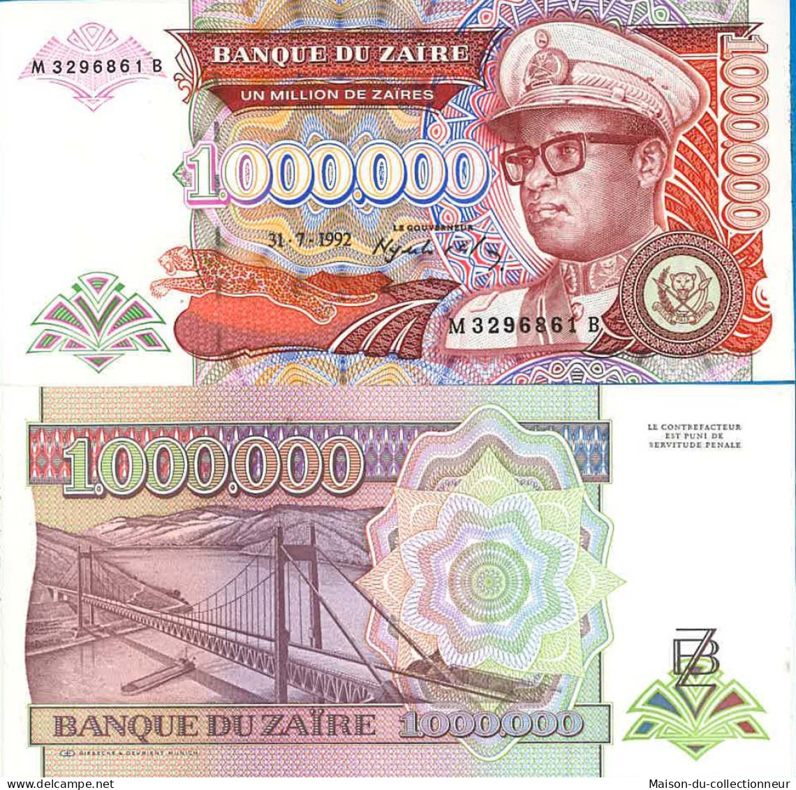 Billet De Banque Collection Zaïre - PK N° 44 - 1 Million Zaires - Zaïre