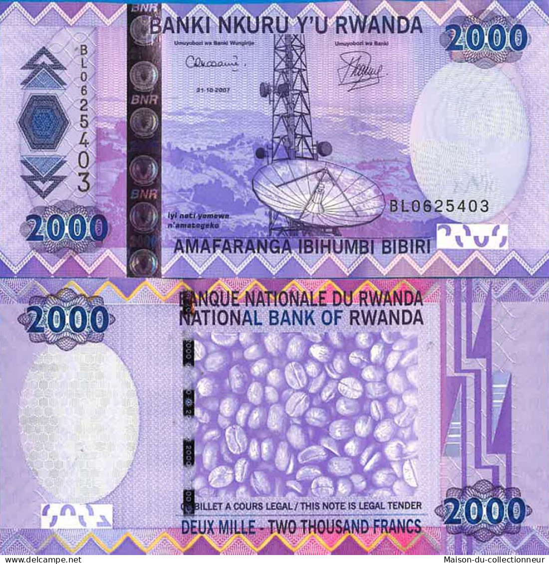 Billet De Banque Collection Rwanda - Pk N° 36 - 2 000 Francs - Rwanda