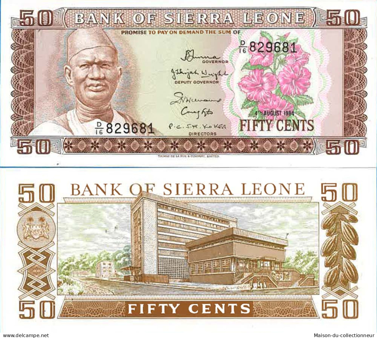 Billet De Banque Collection Sierra Leone - Pk N° 4 - 50 Cents - Sierra Leone