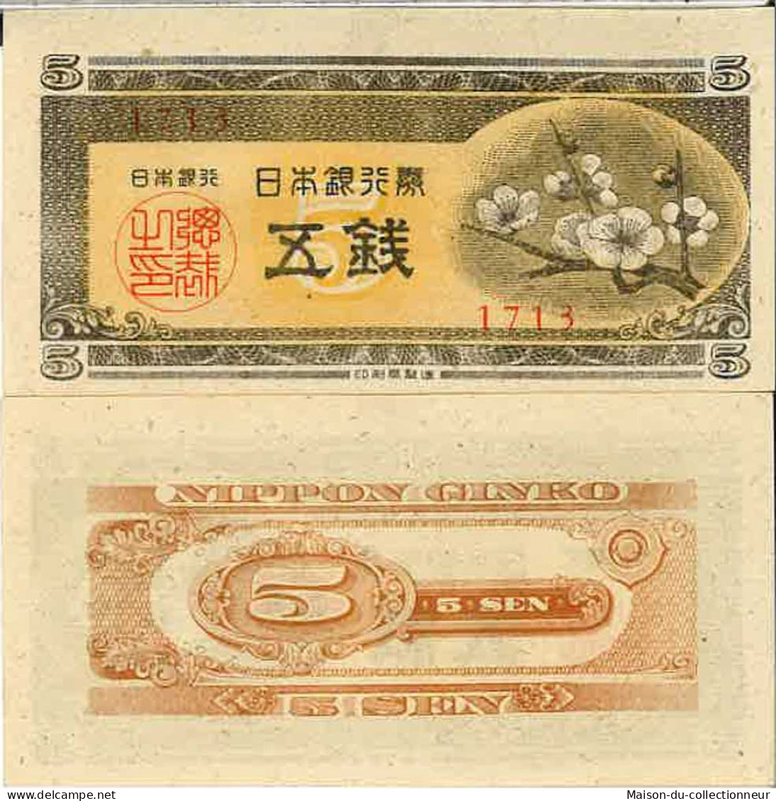 Billet De Banque Collection Japon - PK N° 83 - 5 Sen - Japón