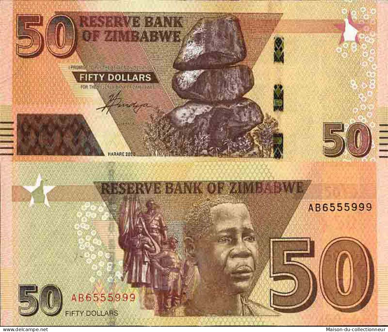Billet De Banque Collection Zimbabwe - W N° 105 - 50 Dollars - Zimbabwe