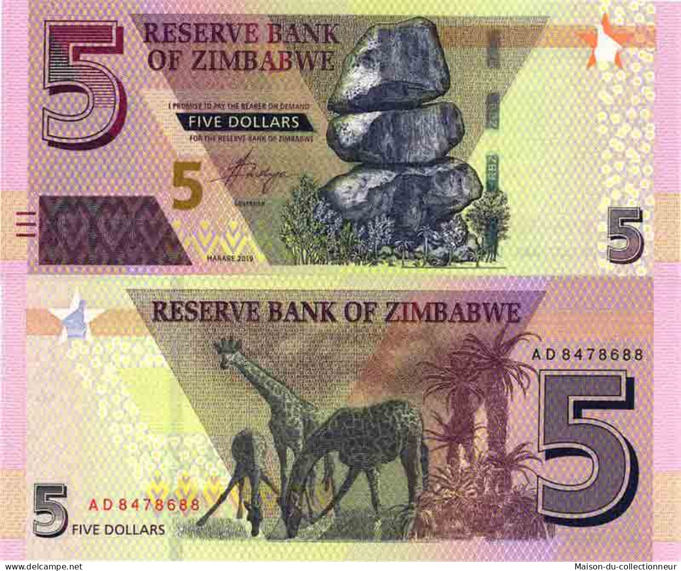 Billet De Banque Collection Zimbabwe - PK N° 999 - 5 Dollars - Simbabwe