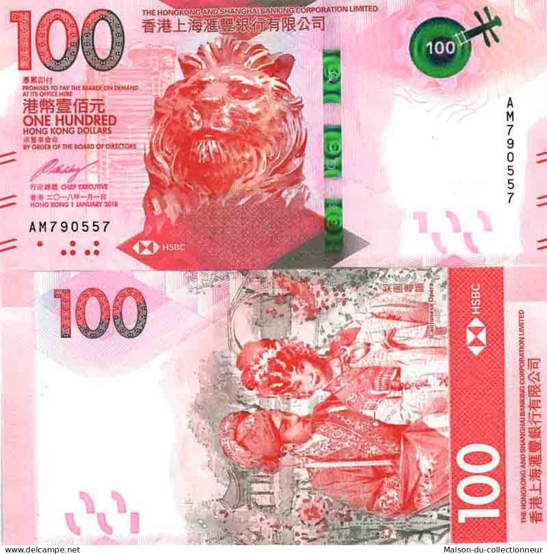Billet De Banque Collection Hong Kong - W N° 220 - 100 Dollars - Hongkong