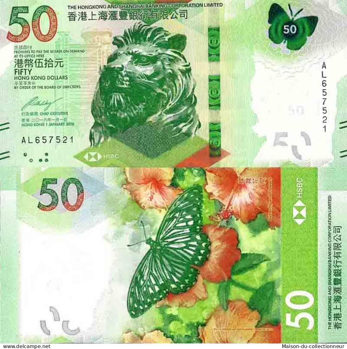 Billet De Banque Collection Hong Kong - W N° 219 - 50 Dollars - Hong Kong