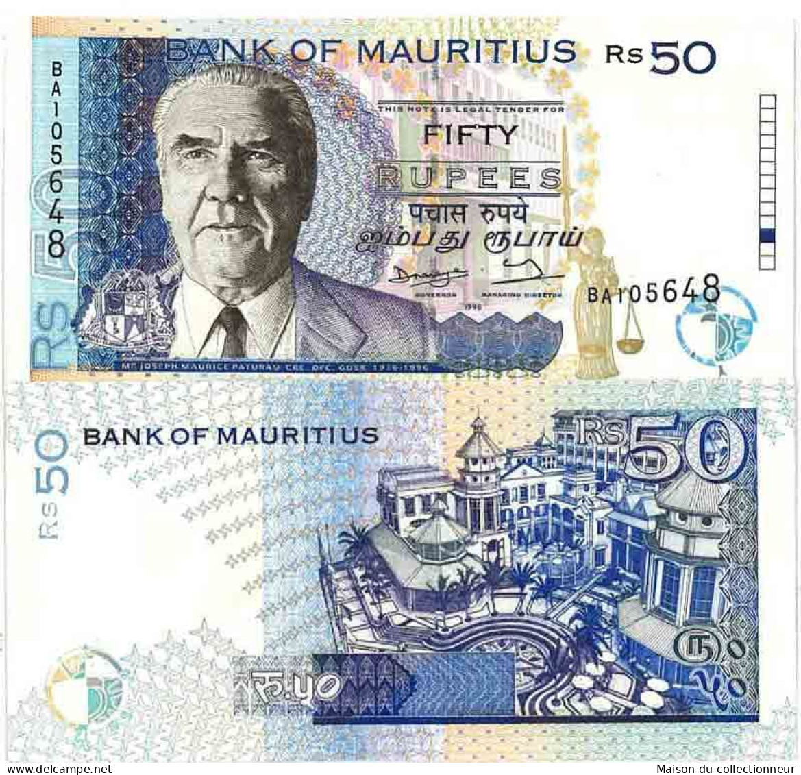 Billet De Banque Collection Maurice - PK N° 43 - 50 Ruppees - Mauritius