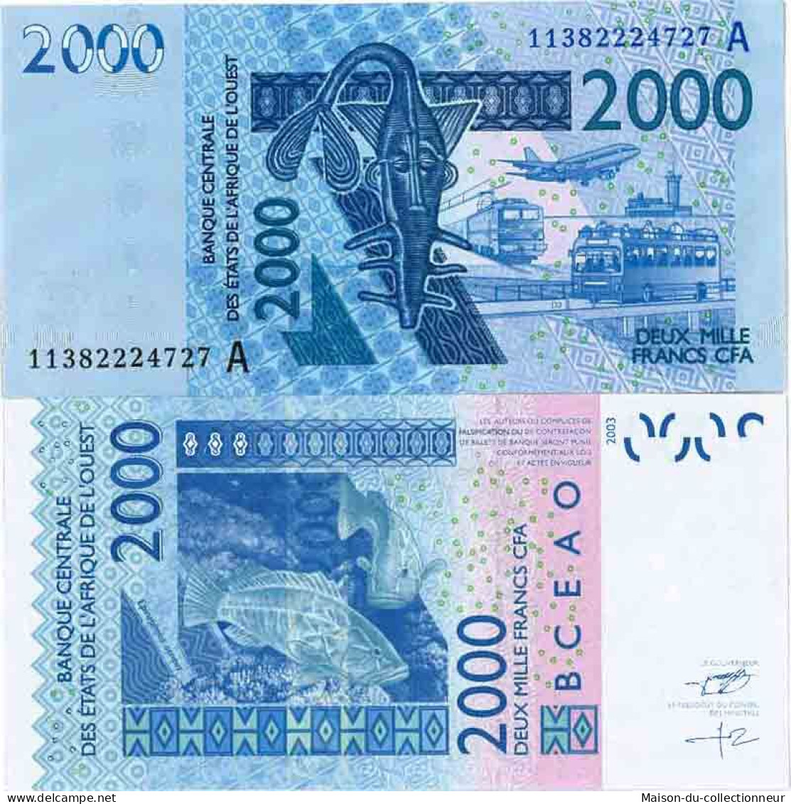 Billet De Banque Collection Afrique De L'ouest - PK N° 116A - 2 000 Francs - Costa De Marfil