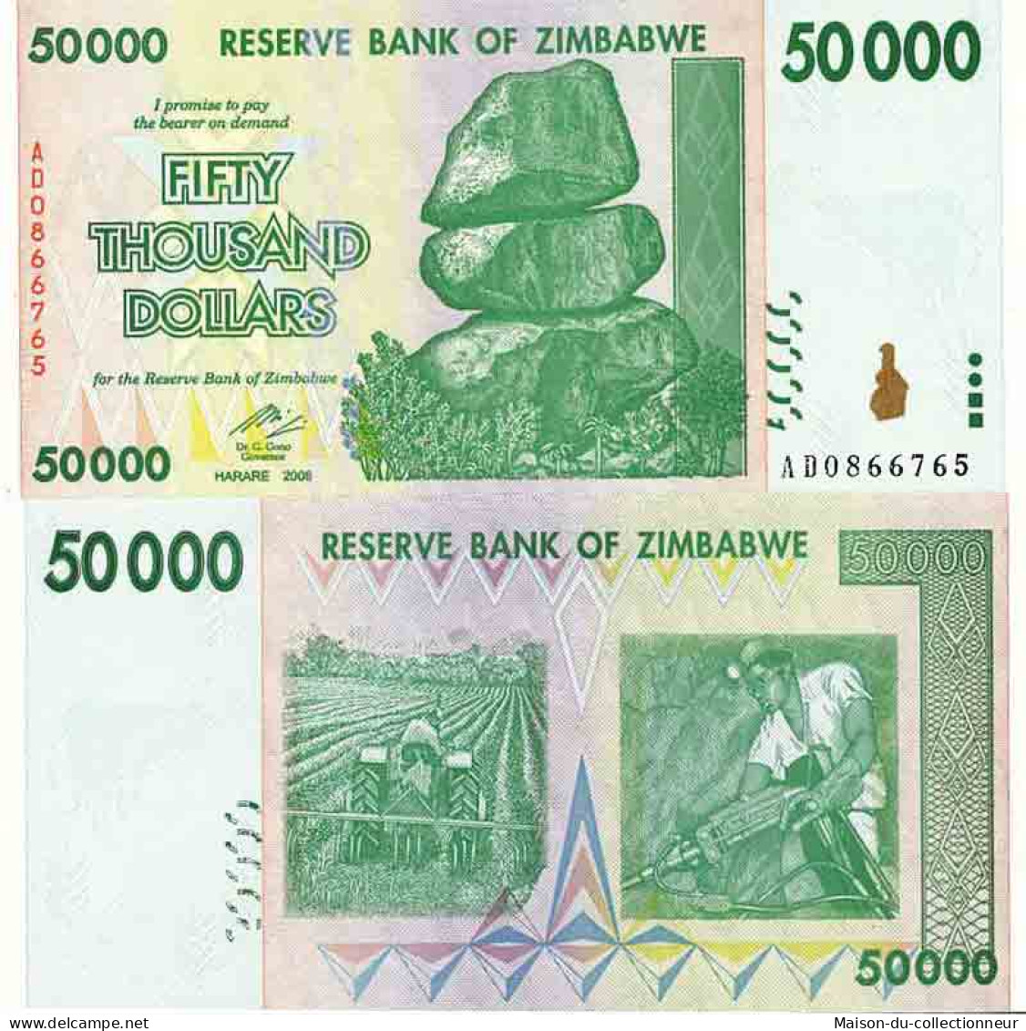 Billet De Banque Collection Zimbabwe - PK N° 74 - 50 000 Dollars - Zimbabwe