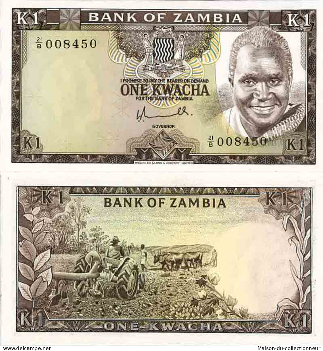 Billet De Banque Collection Zambie - PK N° 19 - 1 Kwacha - Zambie