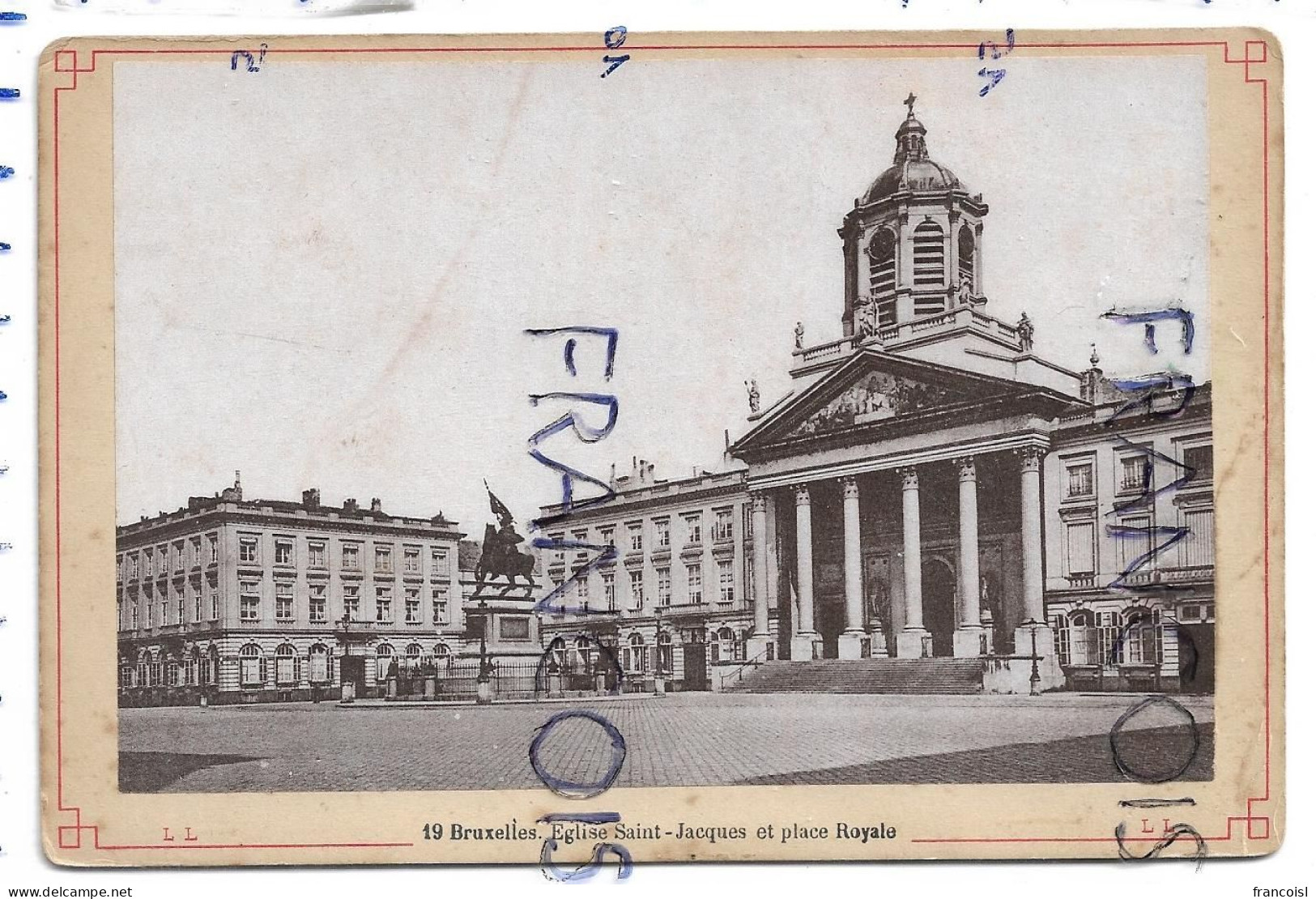 Photos Sur Carton. Bruxelles. Eglise Saint-Jacques Et Place Royale - Europa