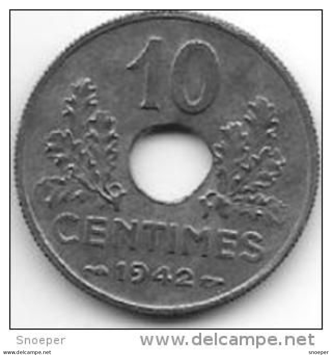 *france 10 Centimes  1942  Km  898.2   Unc/ms63 !!!! - 10 Centimes