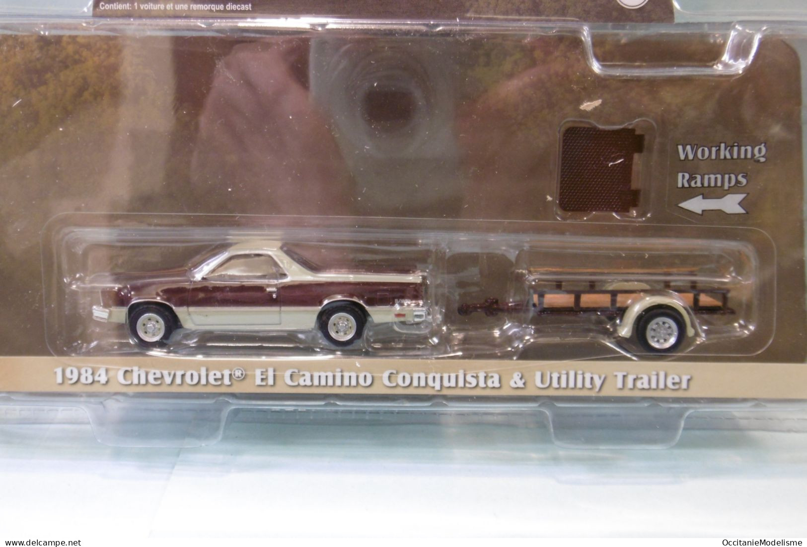 Greenlight - CHEVROLET El Camino Conquista 1984 + Remorque Plateau Réf. 32240-B Neuf 1/64 - Andere & Zonder Classificatie