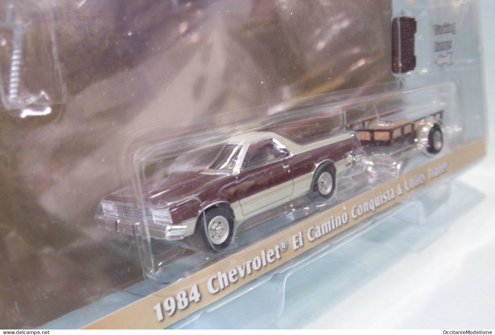 Greenlight - CHEVROLET El Camino Conquista 1984 + Remorque Plateau Réf. 32240-B Neuf 1/64 - Other & Unclassified