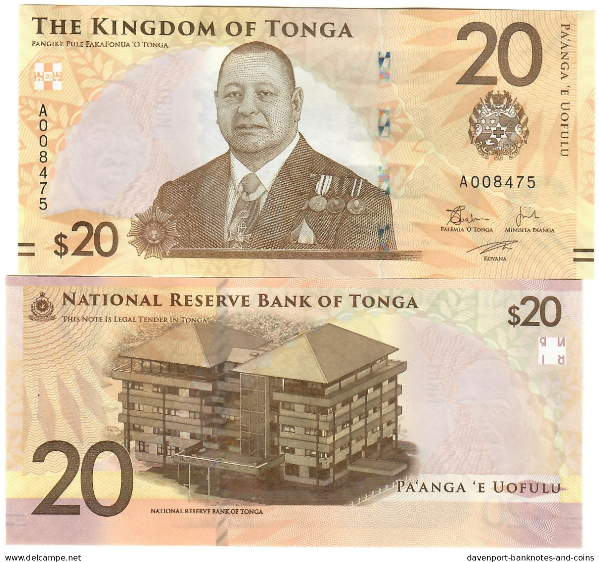 Tonga 20 Pa'anga 2023 (2024) UNC "A" - Tonga