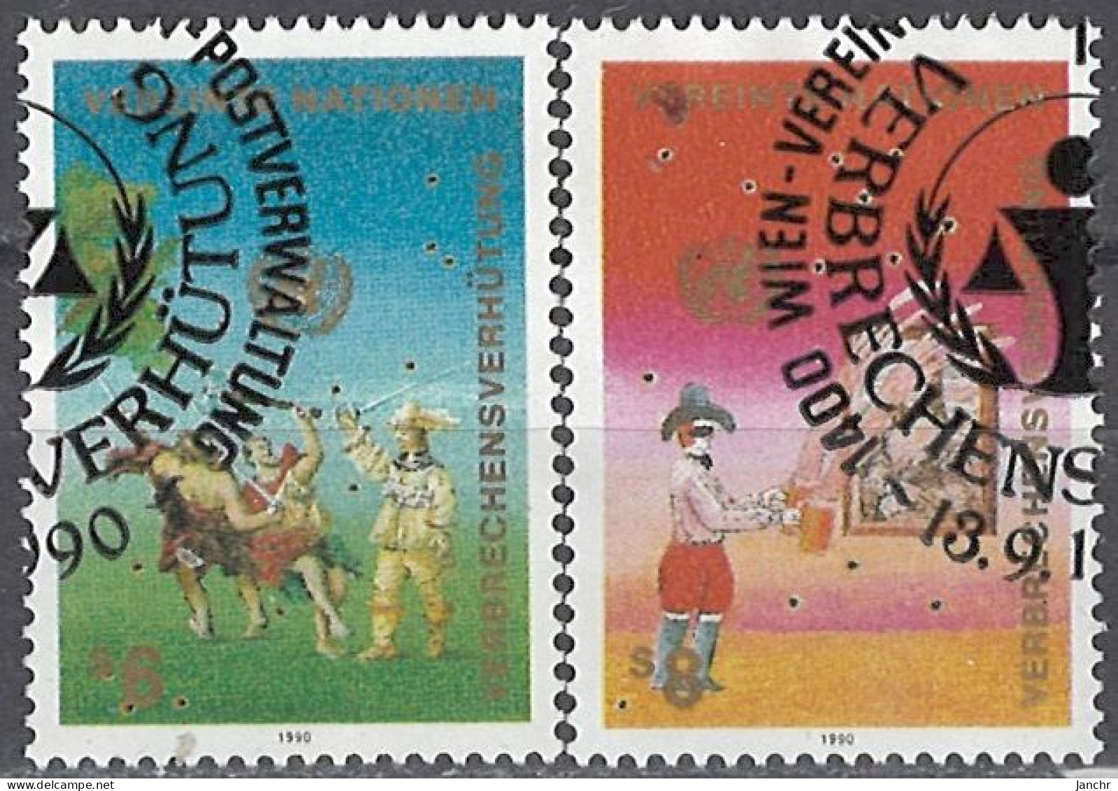 United Nations (UNO) - Vienna 1990. Mi.Nr. 106-107, Used O - Oblitérés