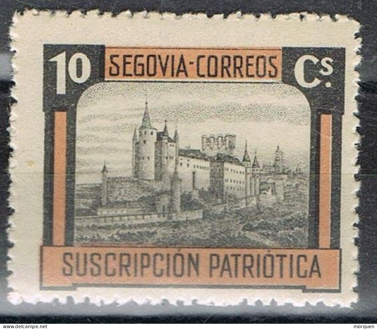 Sello Viñeta Guerra Civil SEGOVIA Naranja  10 Cts ** - Spanish Civil War Labels