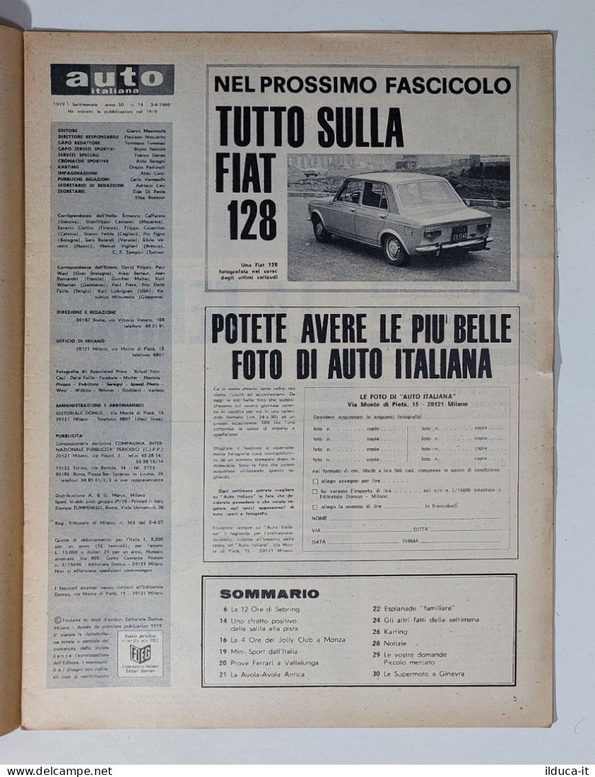 50399 Auto Italiana A. 50 Nr 14 1969 - Sebring - Ferrari E Ford - Ford GT40 - Engines