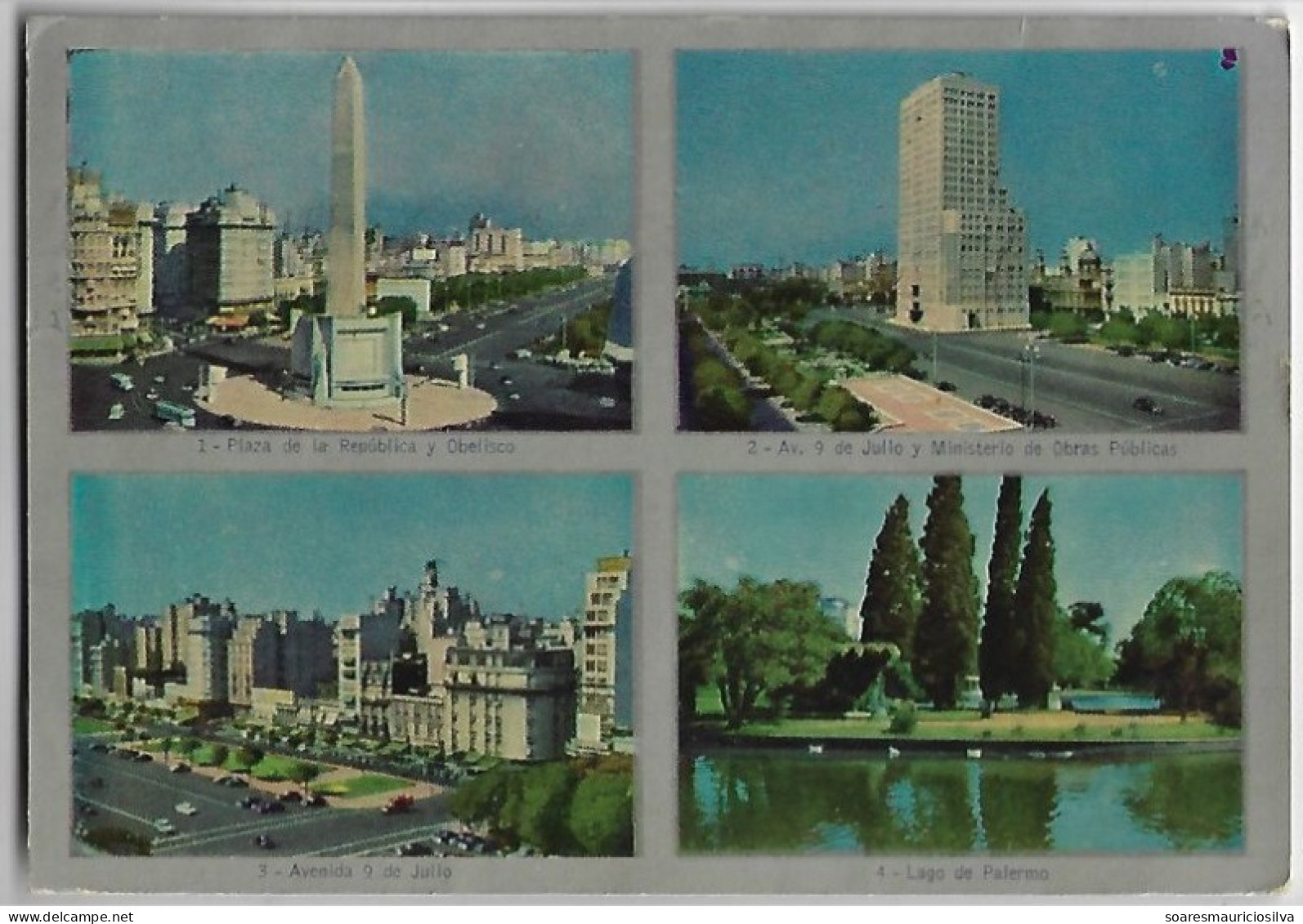 Argentina 1960 Postcard Photo Buenos Aires Sent To Blumenau Brazil Stamp Writer Esteban Echeverría - Covers & Documents