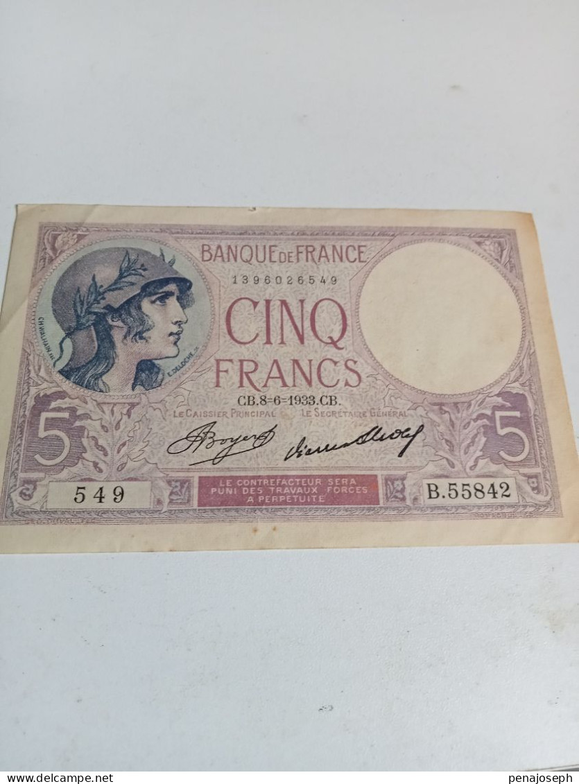 Billet de 5 Francs 1933 Femme Casquée en SUP