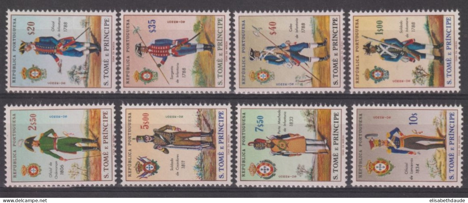 ST THOMAS ET PRINCE - 1965 - UNIFORMES MILITAIRES - SERIE YVERT N°391/398 ** MNH - Sao Tome Et Principe