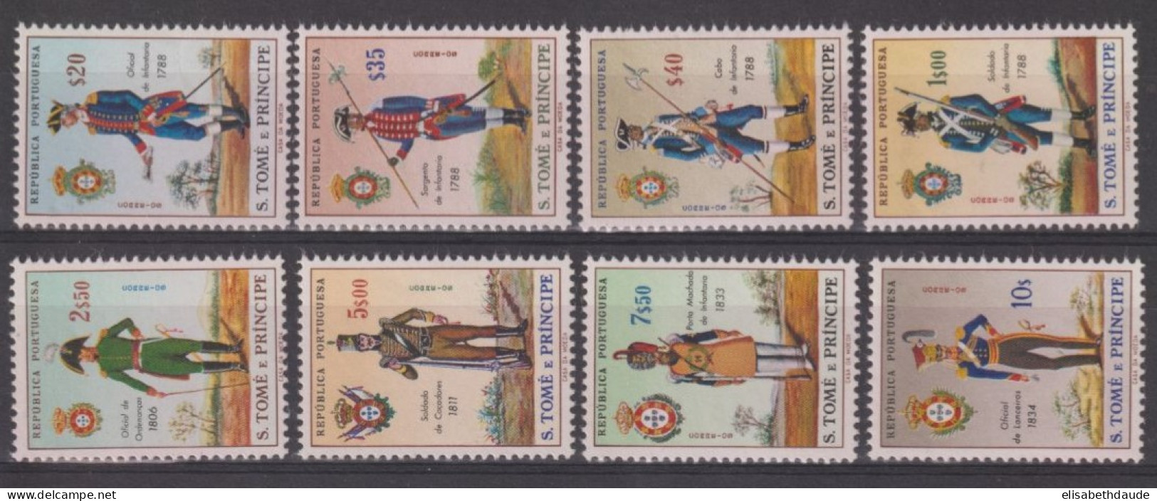 ST THOMAS ET PRINCE - 1965 - UNIFORMES MILITAIRES - SERIE YVERT N°391/398 ** MNH - Sao Tome And Principe