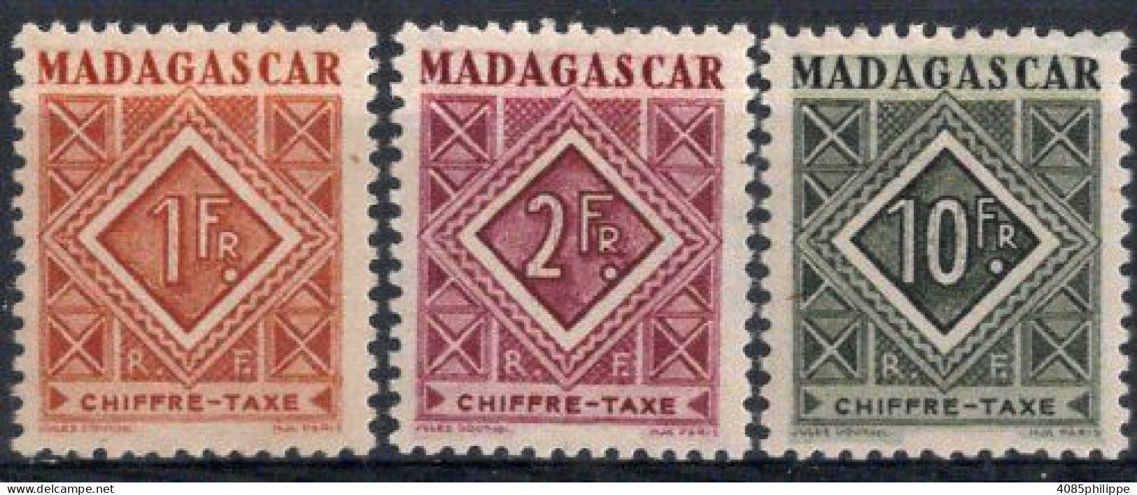 MADAGASCAR Timbres-Taxe N°34*,35* & 39* Neufs Charnières TB  cote : 2€50 - Timbres-taxe