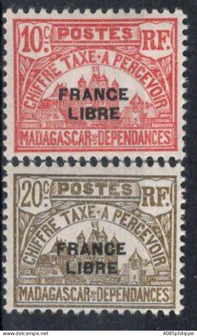 MADAGASCAR Timbres-Taxe N°20* & 21* Neufs Charnières TB  cote : 3€50 - Postage Due