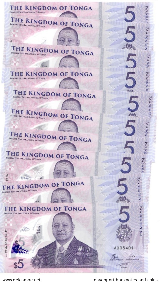 Tonga 10x 5 Pa'anga 2023 (2024) UNC "A" - Tonga