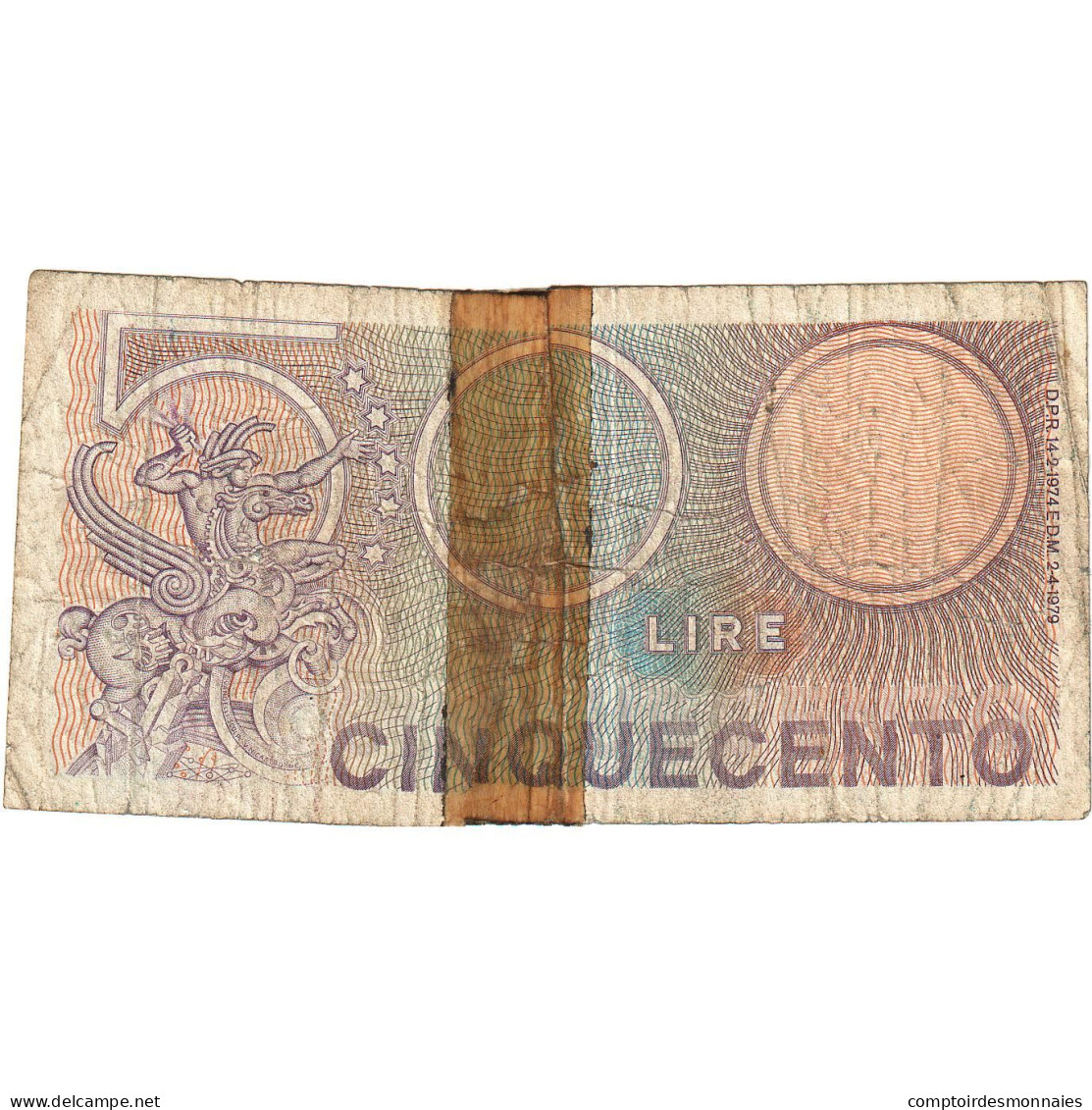 Billet, Italie, 500 Lire, 1974-1979, KM:94, B+ - 500 Liras