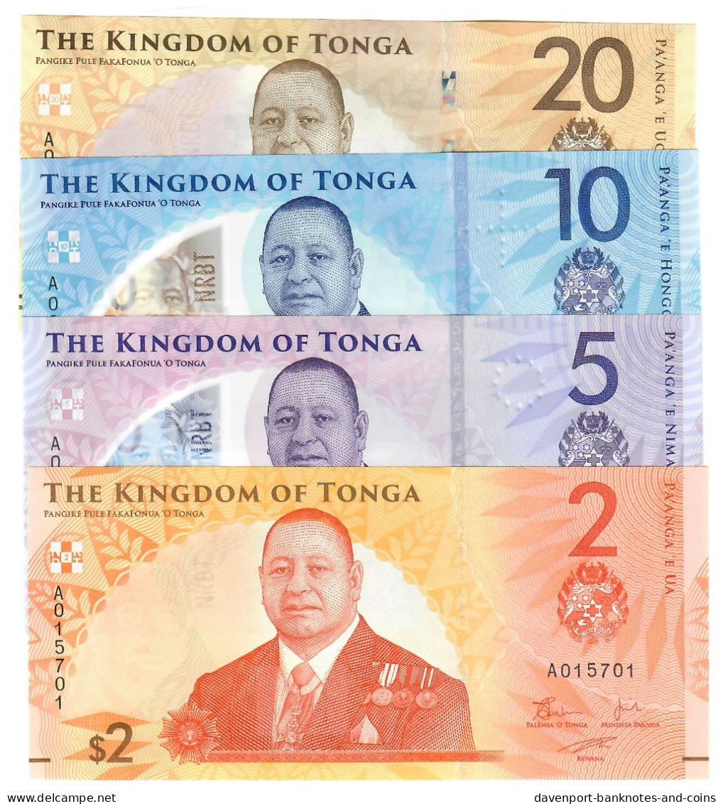 SET Tonga 2, 5, 10 & 20 Pa'anga 2023 (2024) UNC "A" - Tonga