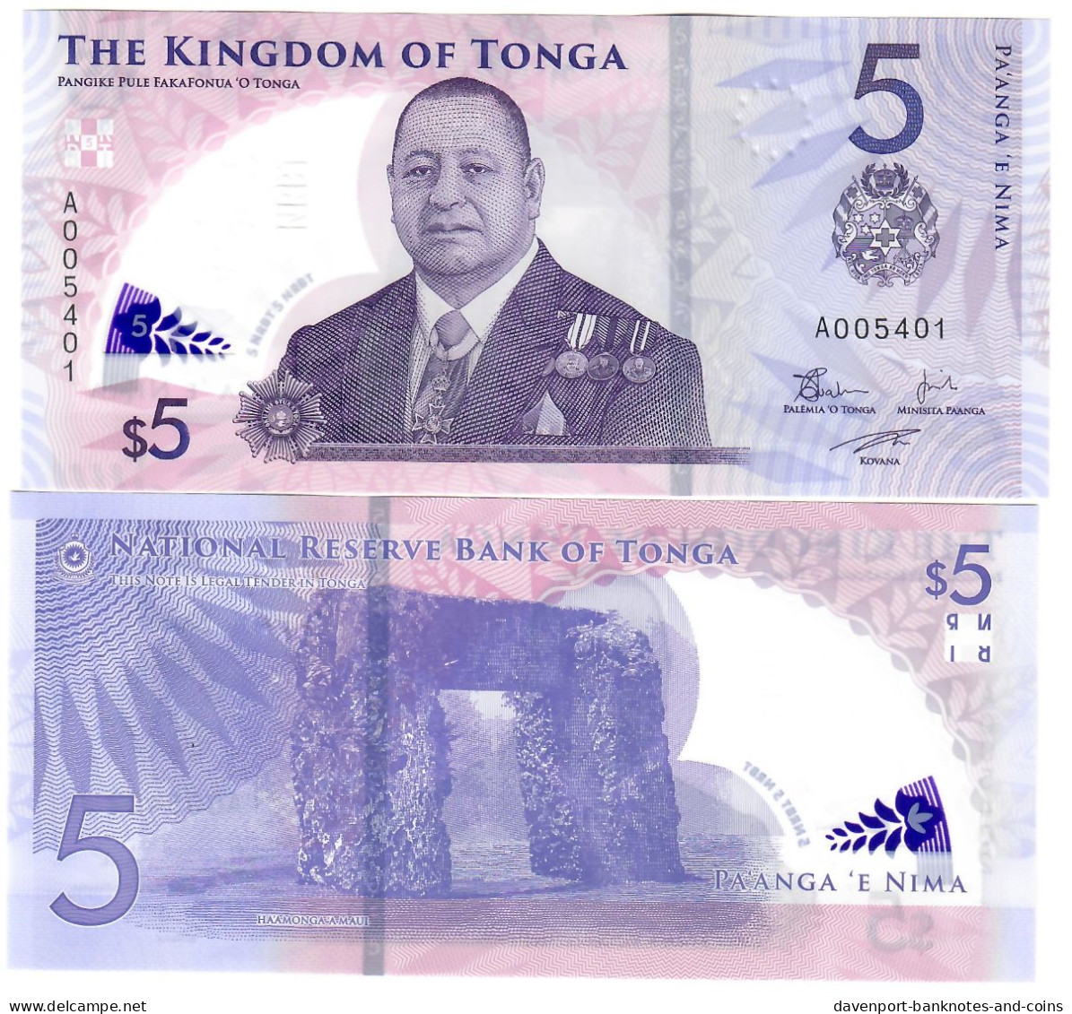 SET Tonga 2, 5, 10 & 20 Pa'anga 2023 (2024) UNC "A" - Tonga