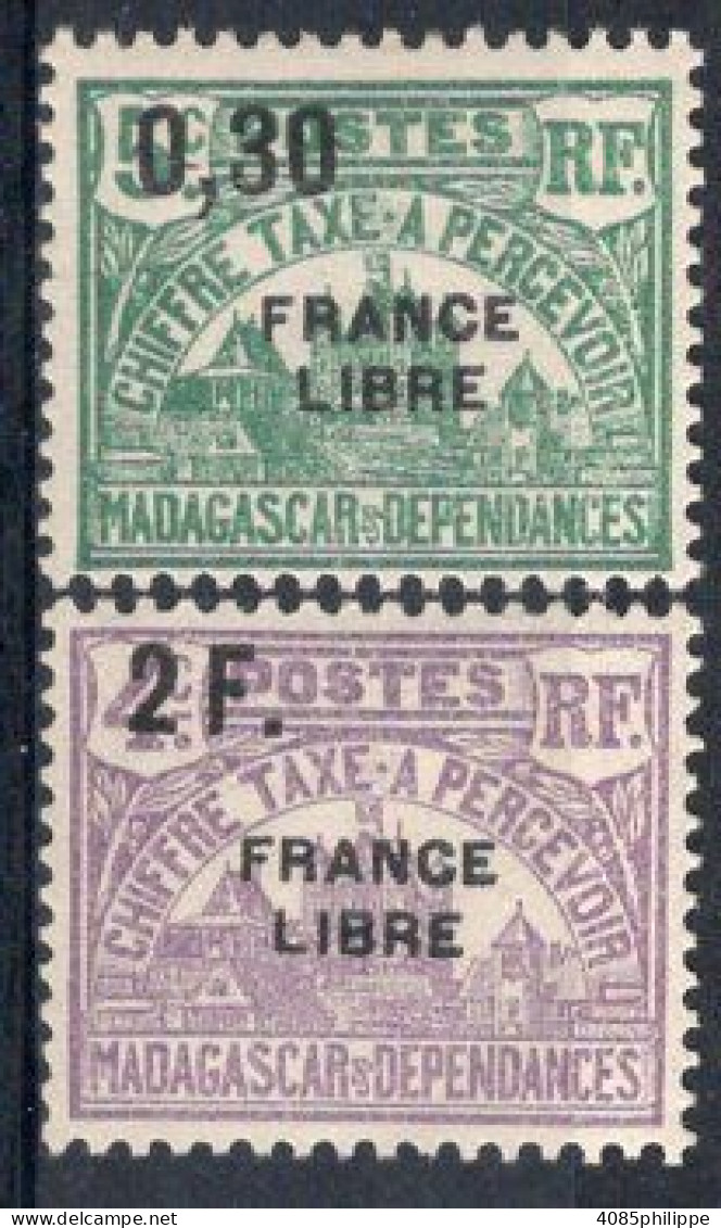 MADAGASCAR Timbres-Taxe N°28* & 30* Neufs Charnières TB  cote : 6€00 - Strafport