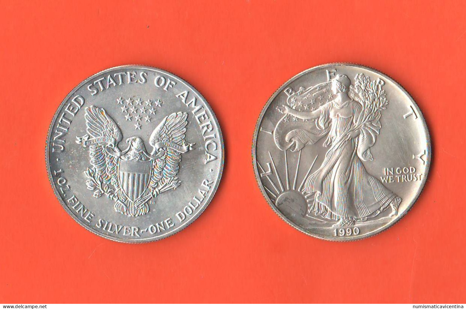 USA $ 1 Dollar 1990 America Dollaro United States Silver Eagle - Commemoratives