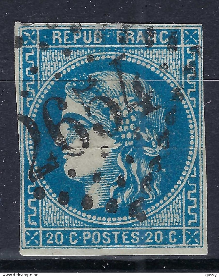 FRANCE Ca.1870: Le Y&T 46B, TB Obl. GC 2654 (NEVERS, NIEVRE, 1), Aminci - 1870 Emission De Bordeaux