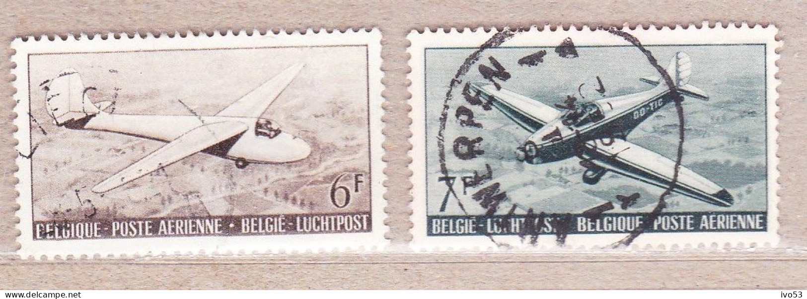 1951 PA28-29 Gestempeld,zonder Gom.Aero-club Belgie. - Oblitérés