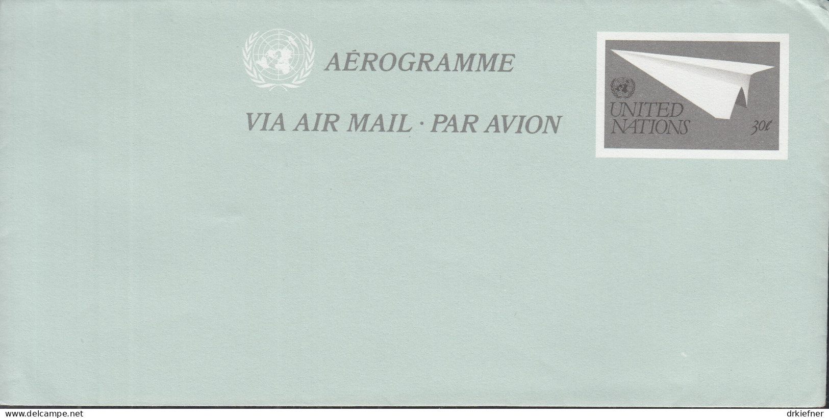 UNO NEW YORK  LF 9, Ungebraucht, Papierflugzeug, 1982 - Poste Aérienne