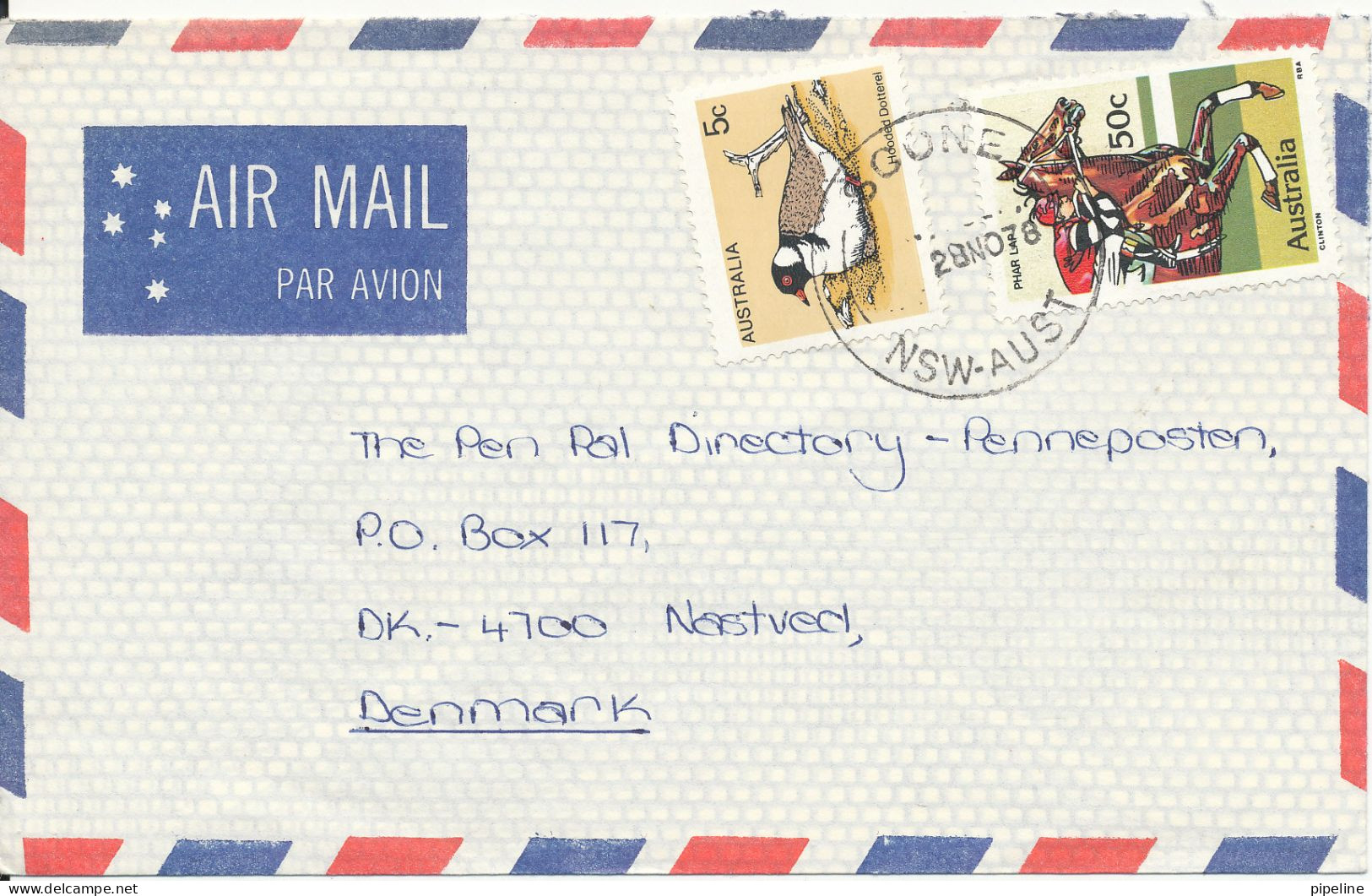 Australia Air Mail Cover Sent To Denmark 20-11-1978 (sender Address Is Cut Of The Backside Of The Cover) - Storia Postale